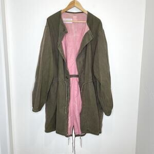 Surplus By UFO Green Pink Military Fishtail Jacket Button Up Mens XL
